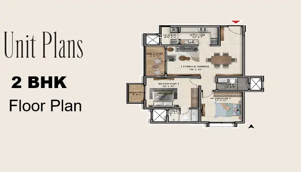 Sattva Prajna 2 BHK Floor Plan