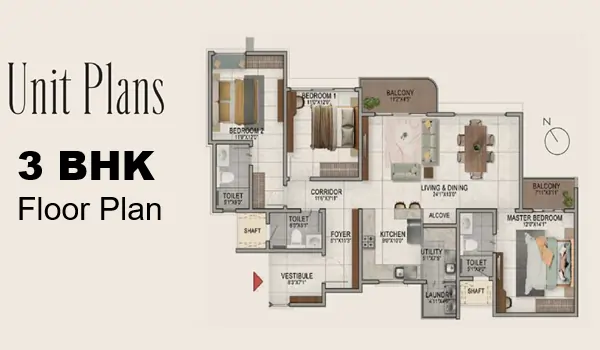 Sattva Prajna 3 BHK Floor Plan