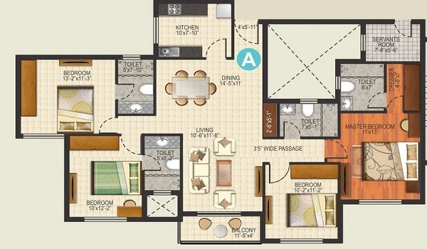 Sattva Prajna 4 BHK Floor Plan